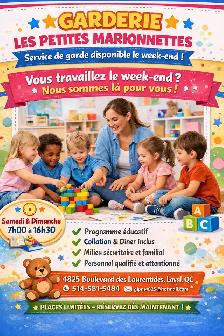 53.50$ Service de garde de jour et fin semaine - Photo 3