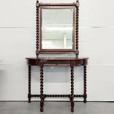 Lot # : 11 - BARLEY TWIST HALL TABLE & MIRROR