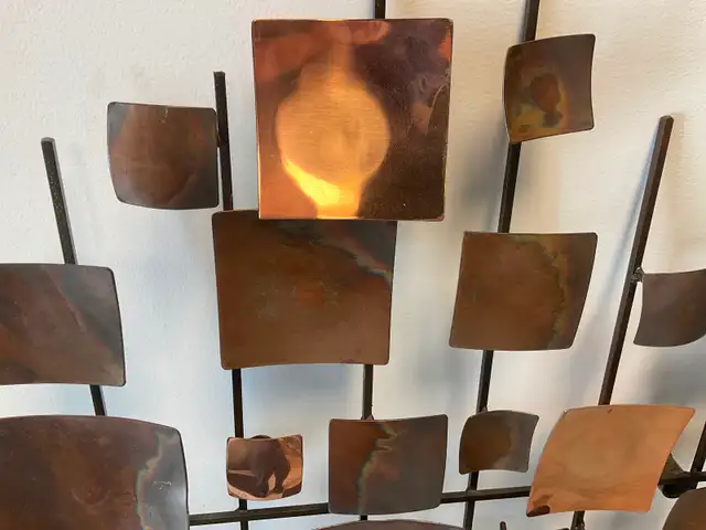 BRUTALIST MID CENTURY CYAN BRASS WALL ART - Photo 2