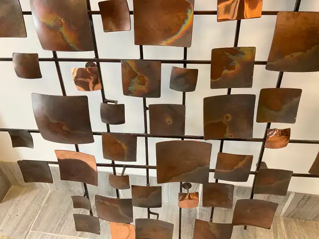 BRUTALIST MID CENTURY CYAN BRASS WALL ART - Photo 3