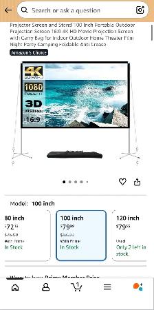 100" Portable Projector Screen with Stand - Photo 10