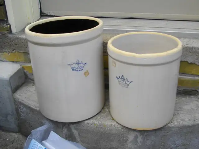2 AND 3 GAL. STONEWARE CROCK POTS $35 EA.