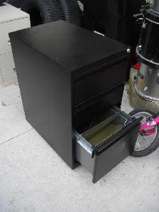 BLACK 3 drawer filing cabinet on wheels