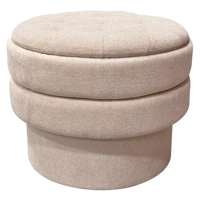 Round Storage Ottoman in Oat Free Delivery...