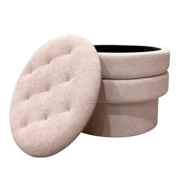 Round Storage Ottoman in Oat Free Delivery... - Photo 3