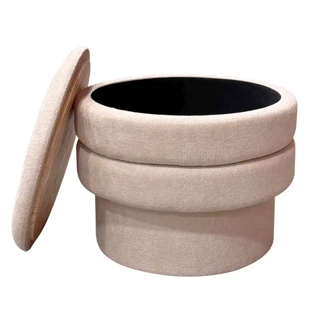 Round Storage Ottoman in Oat Free Delivery... - Photo 4
