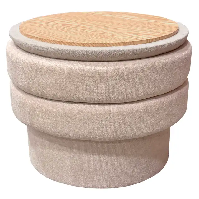 Round Storage Ottoman in Oat Free Delivery... - Photo 6