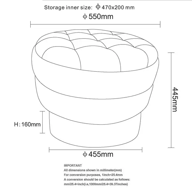 Round Storage Ottoman in Oat Free Delivery... - Photo 8
