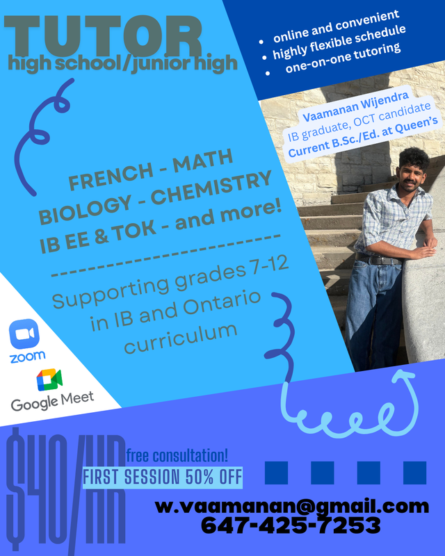 Online Tutor – Grades 7–12 | Math, Science, French & IB