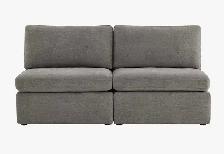 2-Piece Modular Armless Sofa – Linen-Style Upholstered Couch - Photo 4