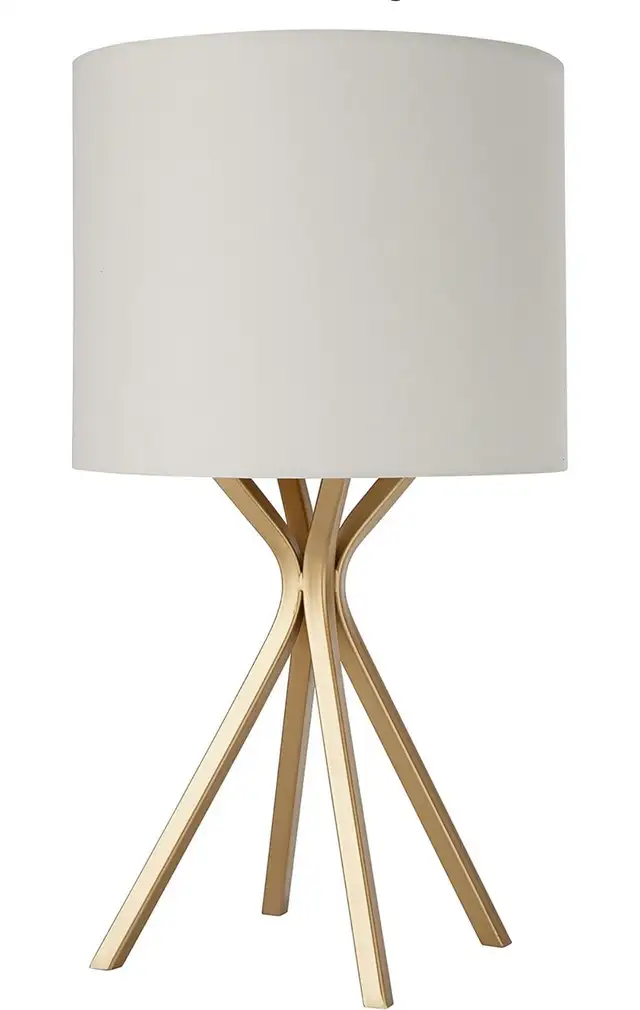Modern Satin Gold Table Lamp with Linen Shade