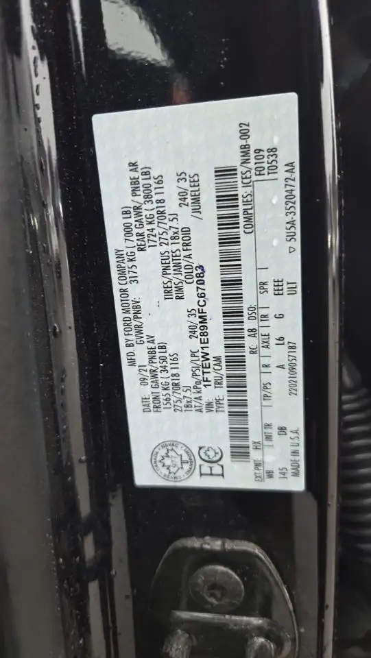 2021 Ford F-150 TREMOR, IRREPARABLE, PARTS OR EXPORT, AS IS - Photo 16