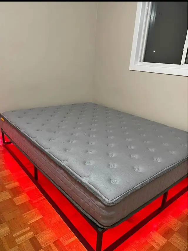 Never Used ! Queen bed frame with mattress