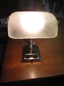 BANKERS LAMP LAWYERS FROSTED ADJUSTABLE CLEAR SHADE W/2 PLUGS