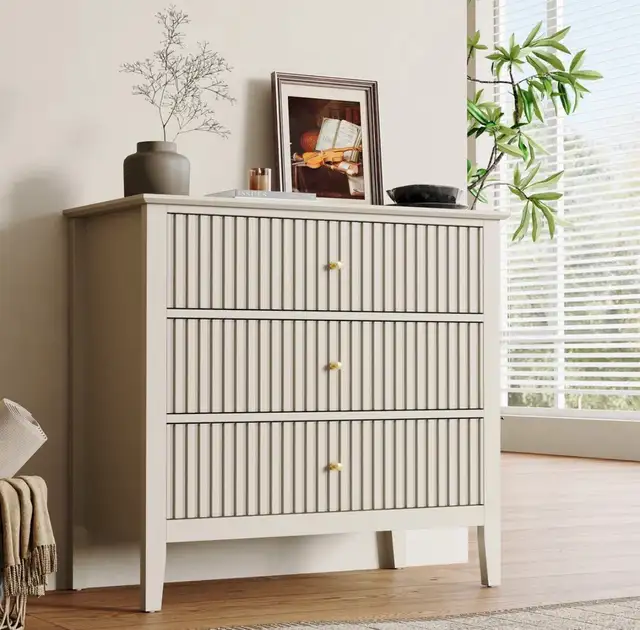 Modern Fluted 3-Drawer Dresser