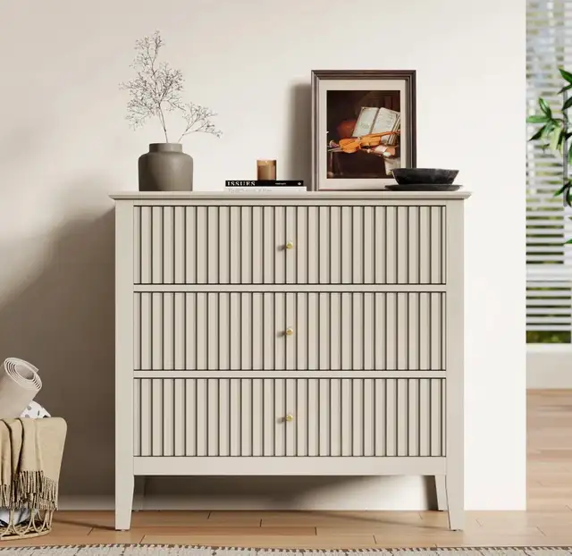 Modern Fluted 3-Drawer Dresser - Photo 2