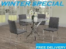 DESIGNER ROUND DINING TABLE  4 CHAIRS FULL SET (FREE DELIVERY)