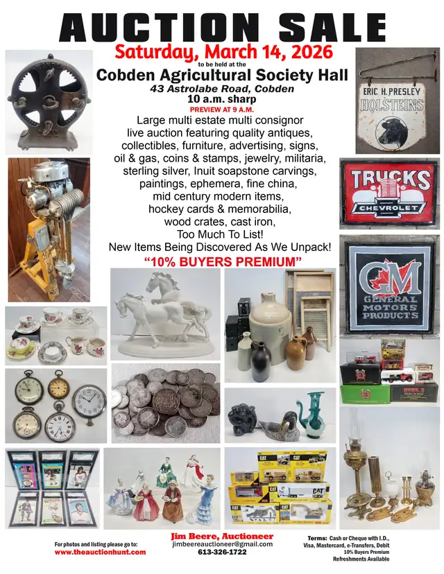 Large Multi Estate & Consignor Auction Cobden Tomorrow March 14.