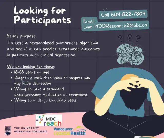 Study participants needed for depression biomarkers study