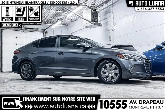 2018 HYUNDAI Elantra GLS CARPLAY/CAM/CUIR/TOIT/CAP. ANGLE MORT