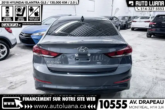 2018 HYUNDAI Elantra GLS CARPLAY/CAM/CUIR/TOIT/CAP. ANGLE MORT - Photo 8
