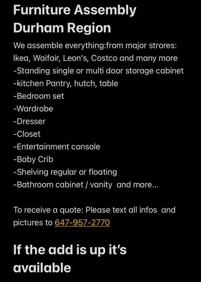 Furniture Assembly 647-957-2770 - Photo 2