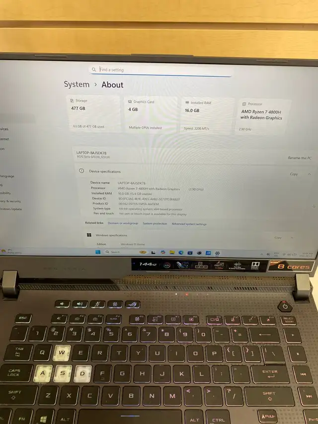 ASUS ROG Strix G513 Gaming Laptop | Ryzen 7 | RTX 3050 Ti | 16GB - Photo 3