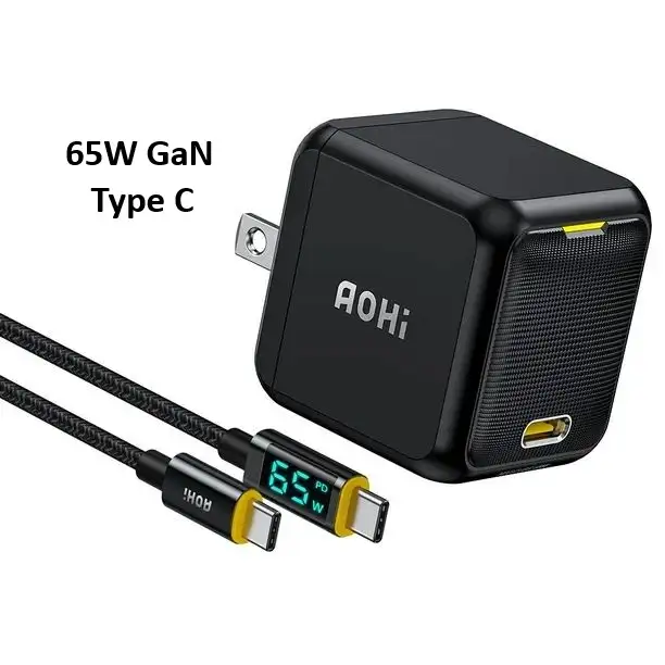 AOHi 65W Super Fast Charger Block for iPhone, iPad, MacBook