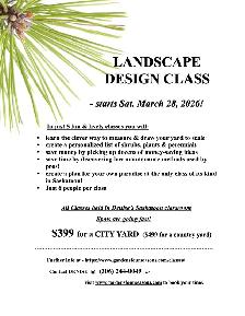 LANDSCAPE DSIGN CLASS starts March 28, 2026!