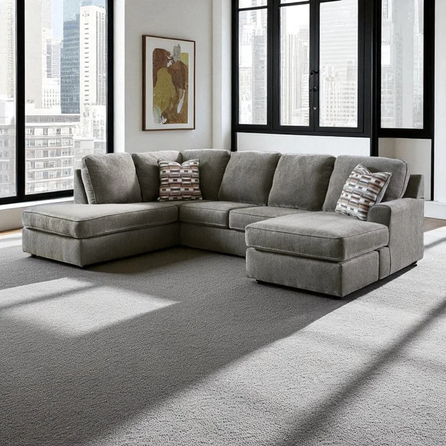 New Sleek 2 Pc Sectional Sofa In Fabric Upholstery Amazing Sale - Photo 2