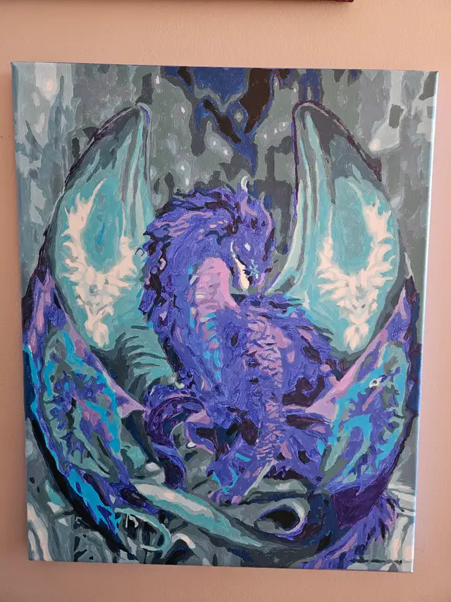 Acrylic painting -Blue Dragon
