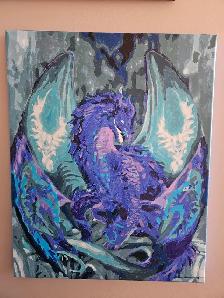 Acrylic painting -Blue Dragon