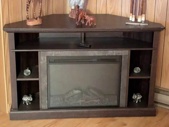 Corner TV Console with Fireplace