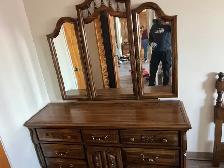 Free delivery used Solid Wood Dresser with Triple Mirror - Photo 2