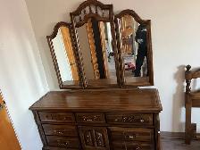 Free delivery used Solid Wood Dresser with Triple Mirror - Photo 5