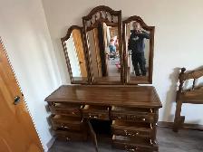 Free delivery used Solid Wood Dresser with Triple Mirror - Photo 8