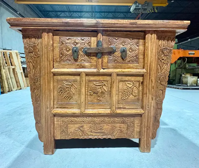 IMPRESSIVE Antique Chinese Wood Carved Altar Cabinet (c. 1800s) - Photo 8