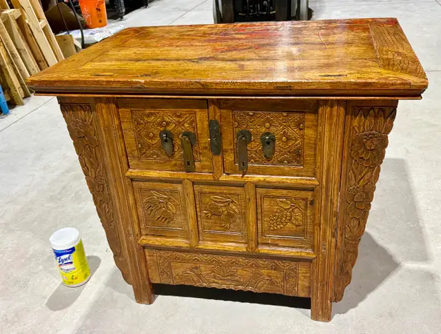 IMPRESSIVE Antique Chinese Wood Carved Altar Cabinet (c. 1800s) - Photo 9