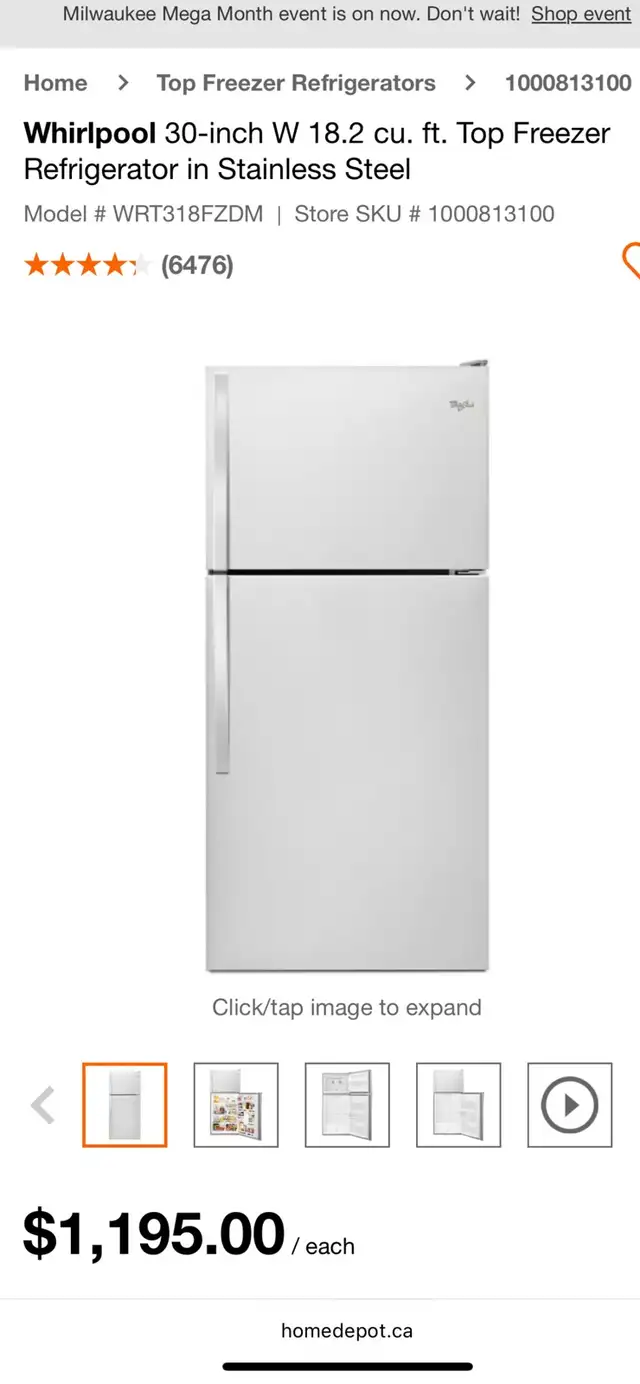 NEW 30" Whirlpool Top Freezer (18.2 Cu.Ft) Stainless Steel - Photo 8