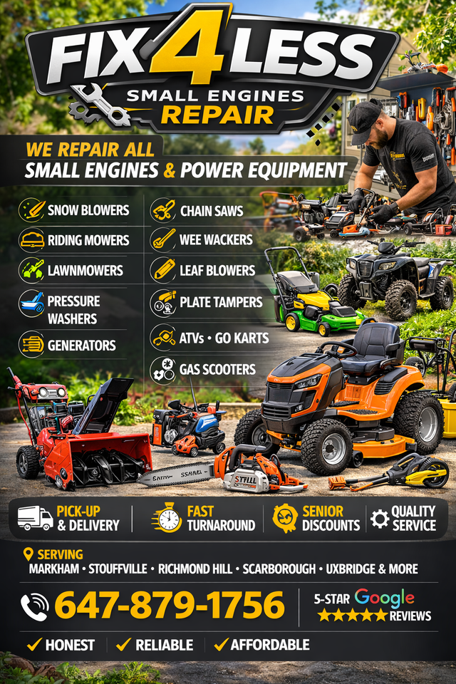 ⚙️ Fix 4 less Small Engines Repair – Fast, Honest & Affordable