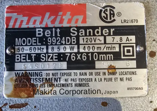 MAKITA BELT SANDER    MODEL #9924DB - Photo 6