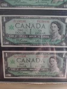 Framed 1967 Canadian silver coin set and 3 different banknotes - Photo 3