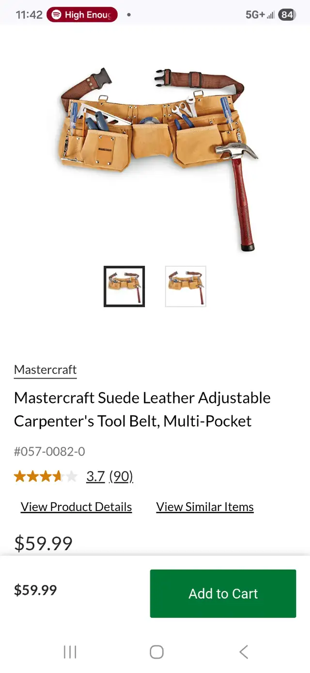 Mastercraft Suede Leather Adjustable Carpenter's Tool Belt Multi - Photo 3