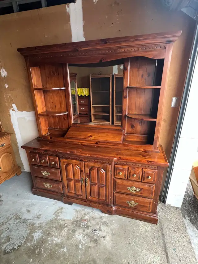 Free delivery used Solid Wood Hutch and Dresser - Photo 5