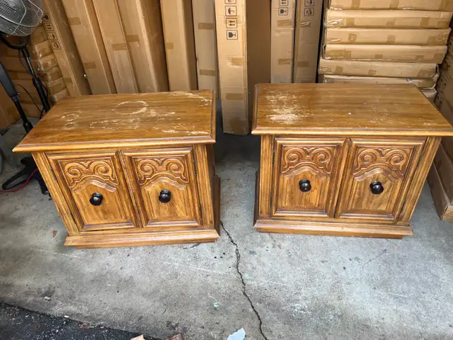 Free delivery used Vintage Wooden Side Tables (Pair)