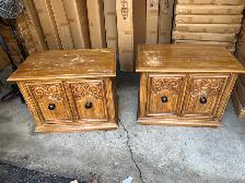 Free delivery used Vintage Wooden Side Tables (Pair)