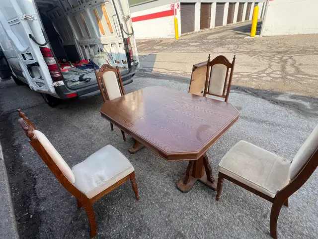 Free delivery used Wooden Dining Table with 4  Chairs - Photo 2