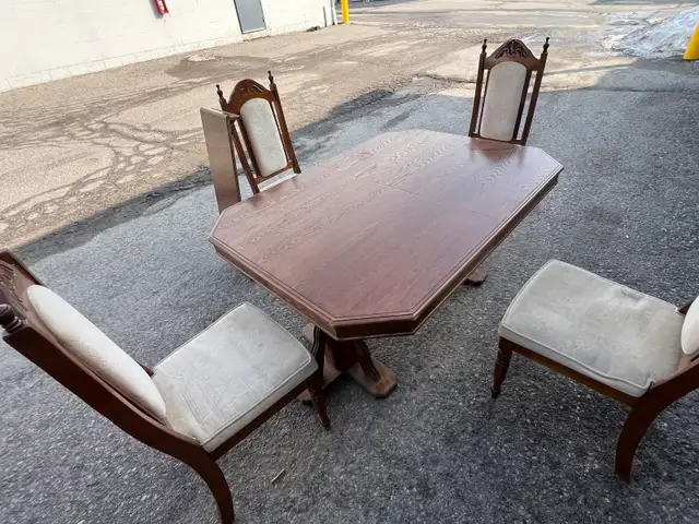 Free delivery used Wooden Dining Table with 4  Chairs - Photo 3