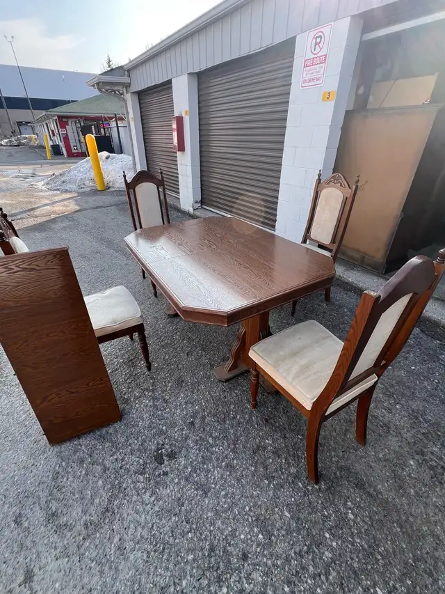 Free delivery used Wooden Dining Table with 4  Chairs - Photo 6