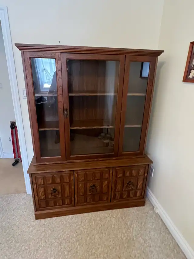 Free delivery used Wooden China Cabinet with Glass Doors - Photo 2